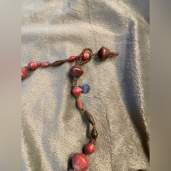 Bead for Life Made in Uganda Paper Roll Beaded Long Necklace. - Picture 5 of 7